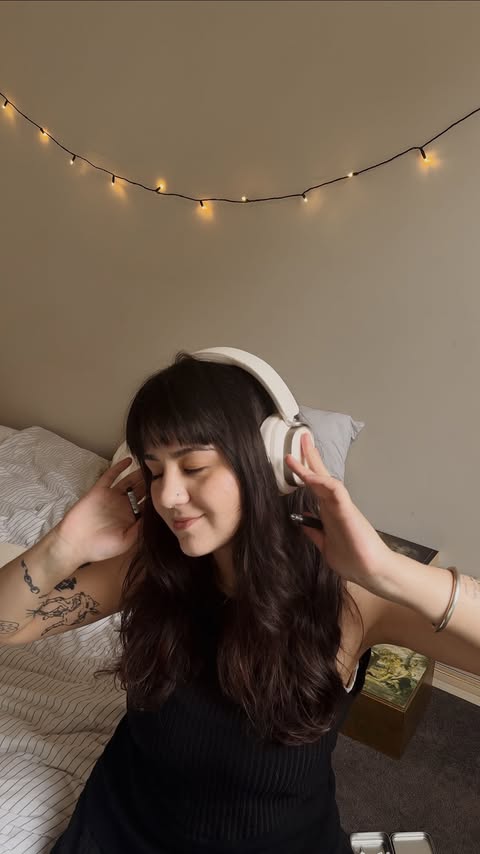 Instagram post by @itsshukran for EDIFIER. Caption reads: [...] noise cancelling headphones 💆🏻🎧☕️☁️....