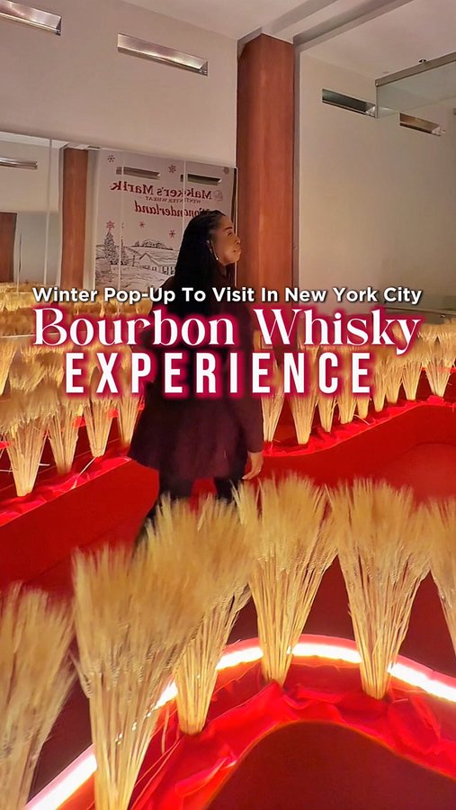 Instagram post by @theexcursiondoctor for Maker’s Mark. Caption reads: NEW Winter Bourbon Whisky Pop Up Experience With....
