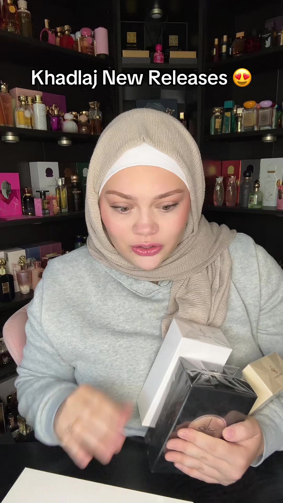 TikTok post by @omavery for Khadlaj Perfumes. Caption reads: @BeautyHouse US @Khadlaj Perfumes new perfumes you....