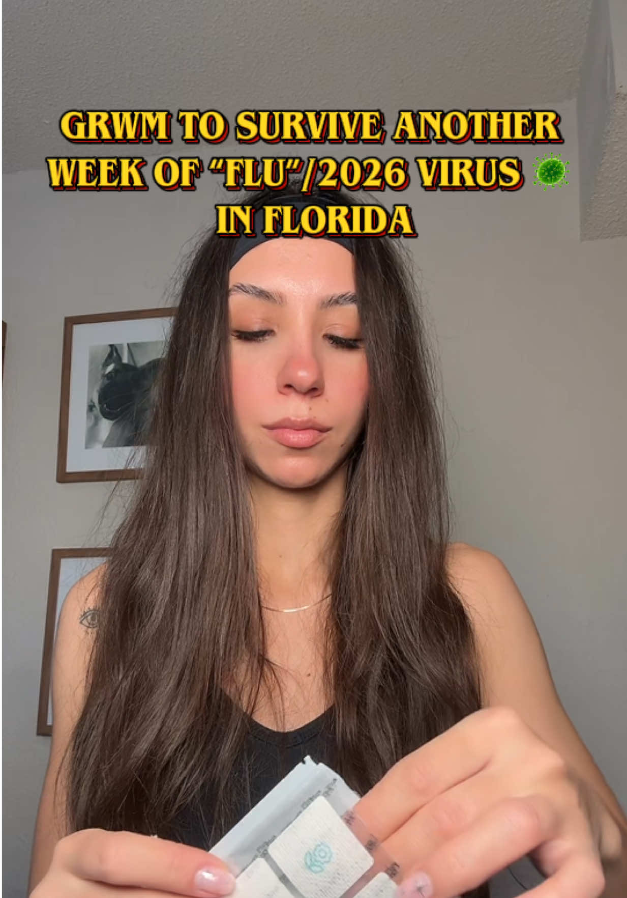 TikTok post by @maapaola for PatchAid. Caption reads: [...] #flu #floridalife #pov #lol @Boiron....