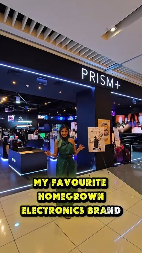 Instagram post by @sharonshobanavasudevan for PRISM+. Caption reads: Prism+ Have launched their new Suntec Store! [...].