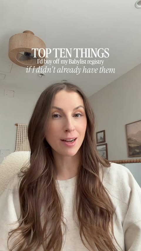 Instagram post by @bymeghang for Babylist. Caption reads: The top 10 things I would add to my @babylist....