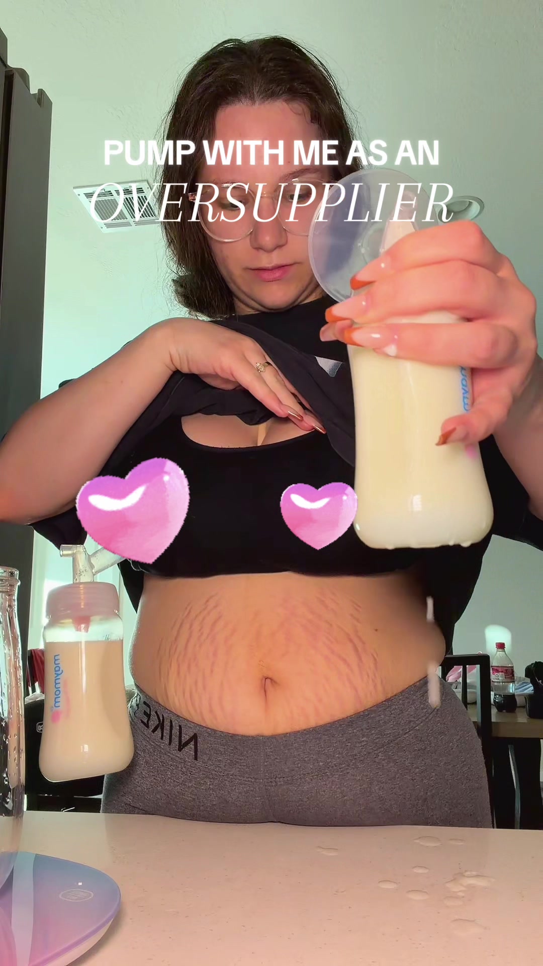 TikTok post by @ellaweinheimer7 for BabyBuddha Products. Caption reads: What’s your favorite pitcher to store milk in?....