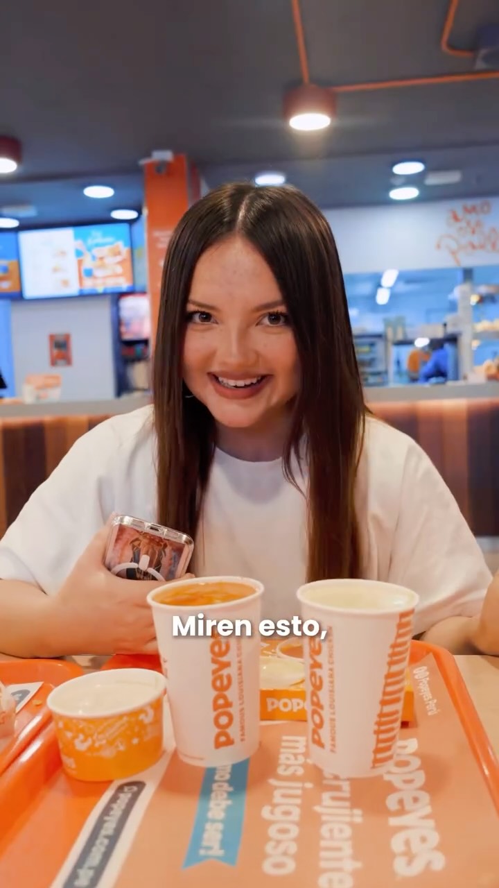 Instagram post by @fran_aronsson for Popeyes. Caption reads: Si eres fan de popeyes como yo, vas a amar esta....