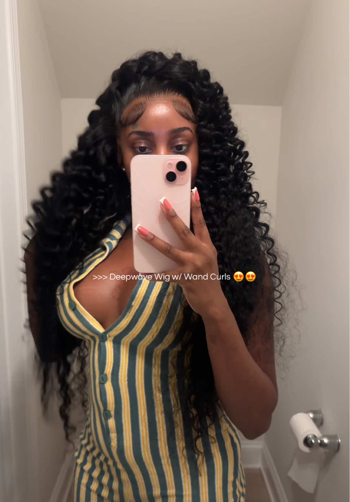 TikTok post by @nativeegal for Bling Hair. Caption reads: @Bling Hair Fashion Deep Wave Wig in 36 inches 💛.