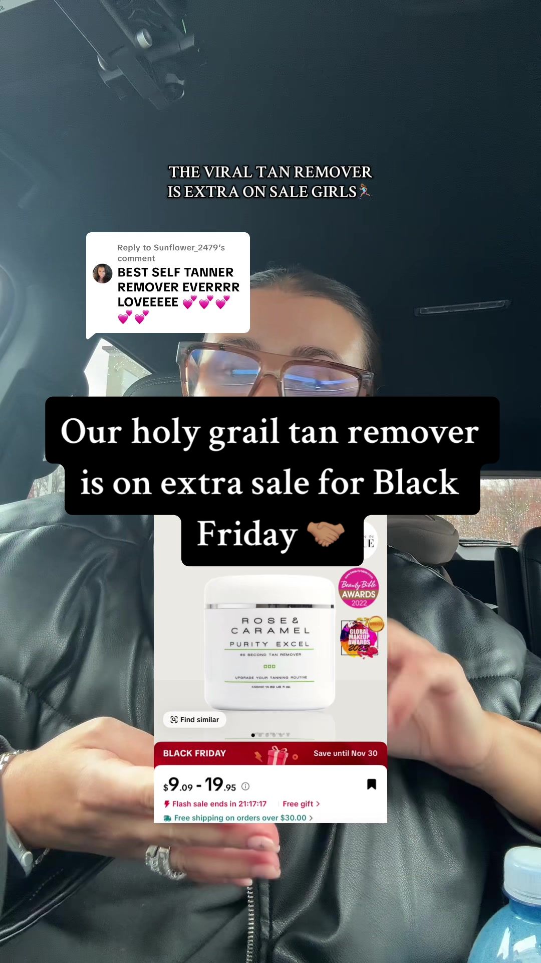 TikTok post by @thejuicewithjen for Rose & Caramel. Caption reads: [...] things about tans🫶🏼😎 @Rose & Caramel US ....