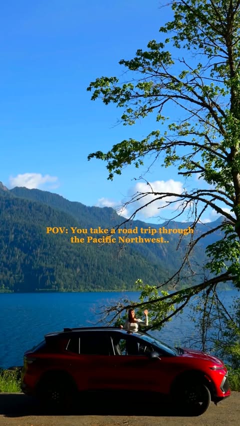 Instagram post by @natyexplora for Chevrolet. Caption reads: [...] through the Pacific Northwest with....
