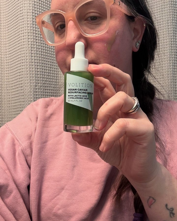 Instagram post by @staceykashkash for Volition Beauty. Caption reads: @volitionbeauty 

~Vegan Caviar Resurfacing....