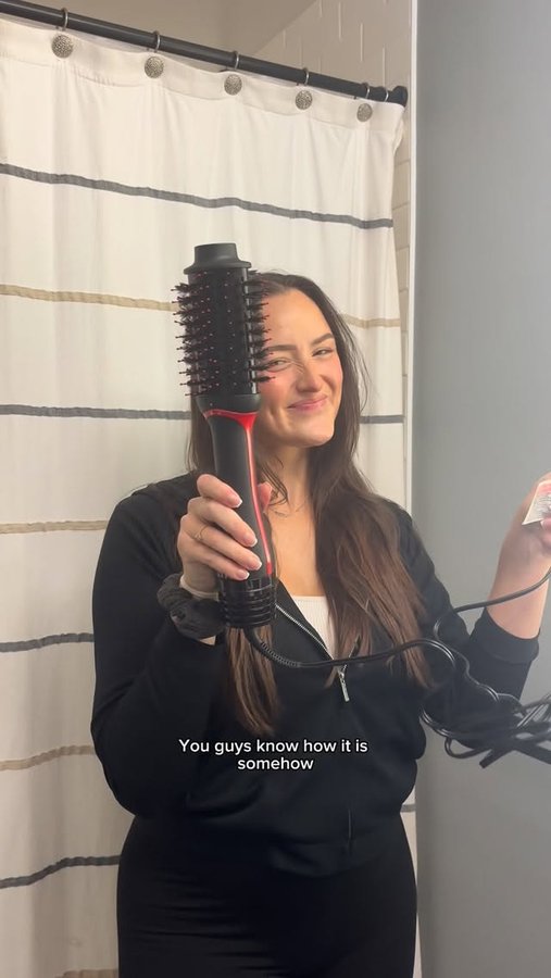 Instagram post by @madisonleblanc_barbosa for Revlon Hair Tools. Caption reads: Somehow I ALWAYS only have 15 minutes to get....