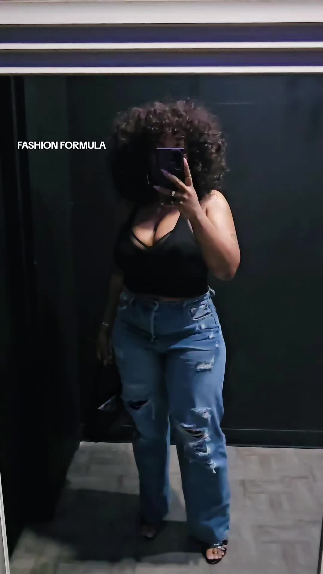 TikTok post by @brittbratstyles for ALDO Shoes. Caption reads: Fashion Formula+ #jeans #bra #tops #tops #denim....