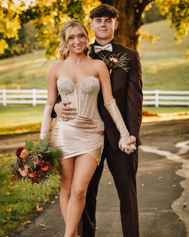 Instagram post by @thepromshoppepa for Sherri Hill. Caption reads: [...] for the dress 💫👏🏼😍 #hoco2024 #sherrihill....