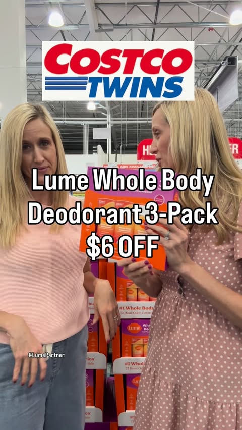 Instagram post by @costco.twins for Lume Deodorant. Caption reads: 🚨 Odor alert! 🚨

Lume Whole Body Deodorant is....