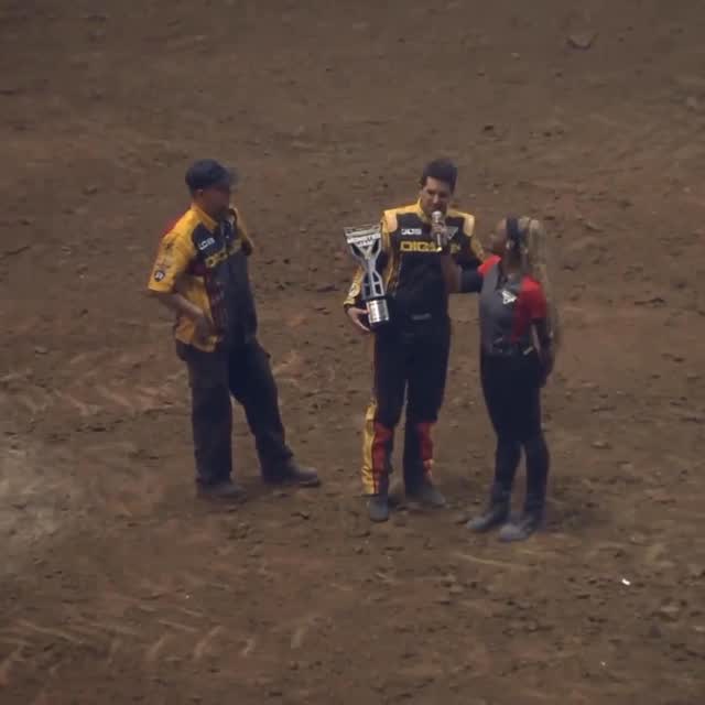 Instagram post by @brandonarthur56 for Monster Jam. Caption reads: @BrandonArthur56 takes the first @BKT_Tires....