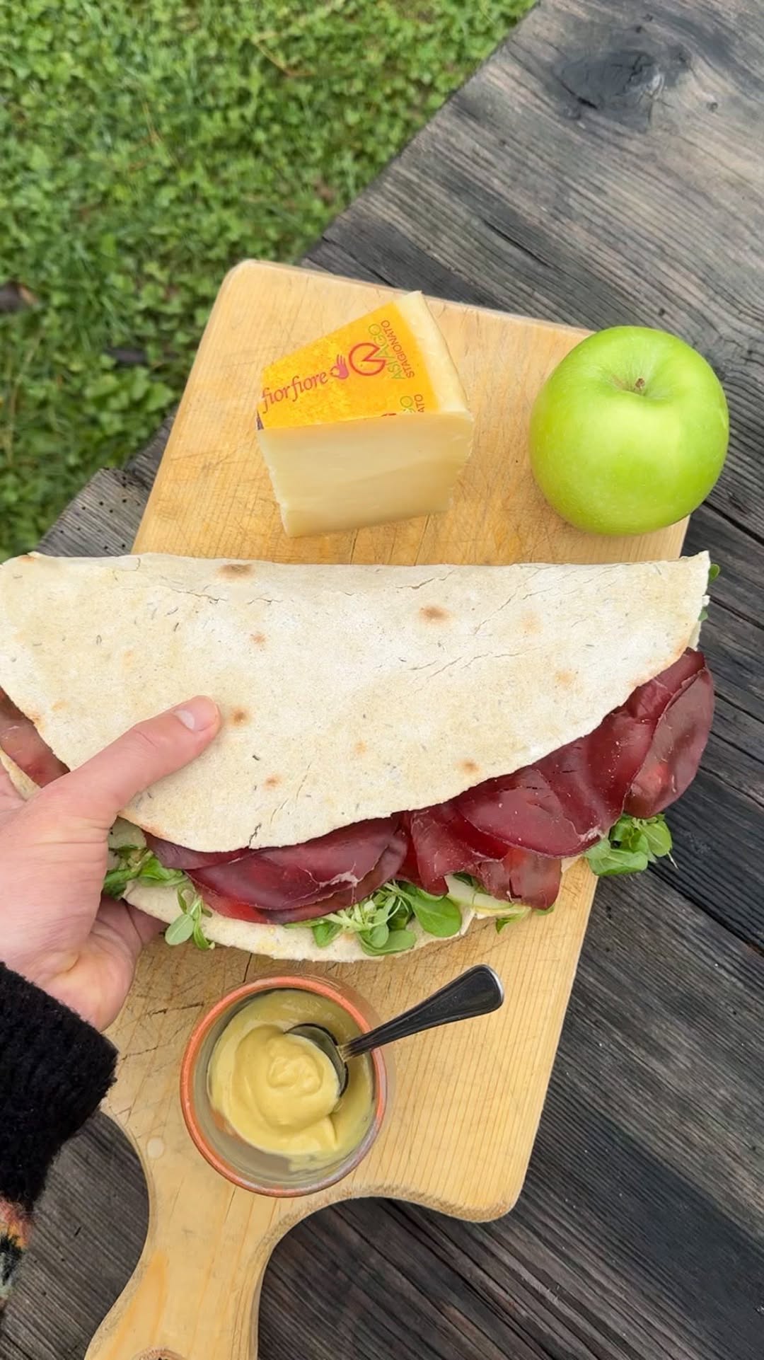 Instagram post by @davide_zamby for COOP. Caption reads: Piadina di montagna. Ho voluto chiamarla così,....