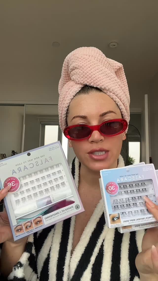 Instagram post by @caggiebabyy for Falscara. Caption reads: [...] attempting lash clusters and these @falscara....