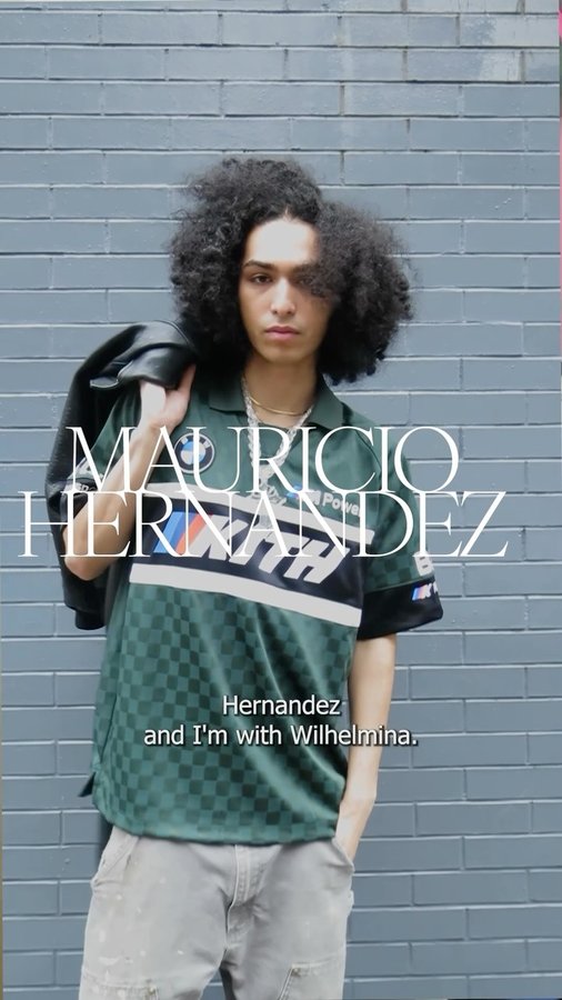 Instagram post by @wilhelmina.newyork for WILHELMINA. Caption reads: Mauricio gives us a peak into his closet, his....