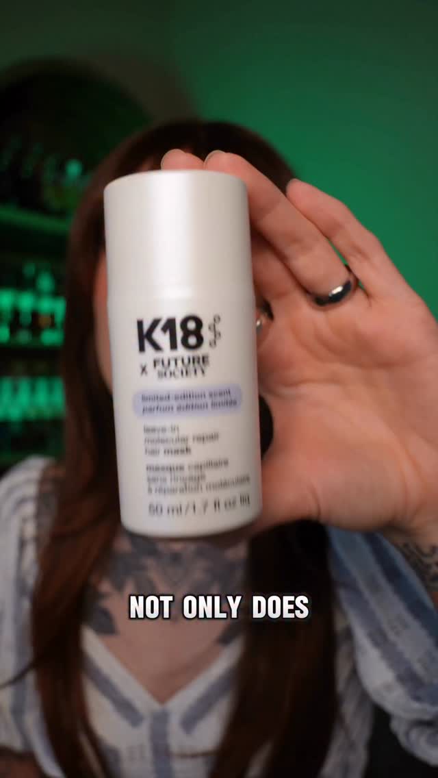 Instagram post by @oliviaolfactory for K18 Hair. Caption reads: Healthy hair that smells like EXTINCT FLOWERS?!....