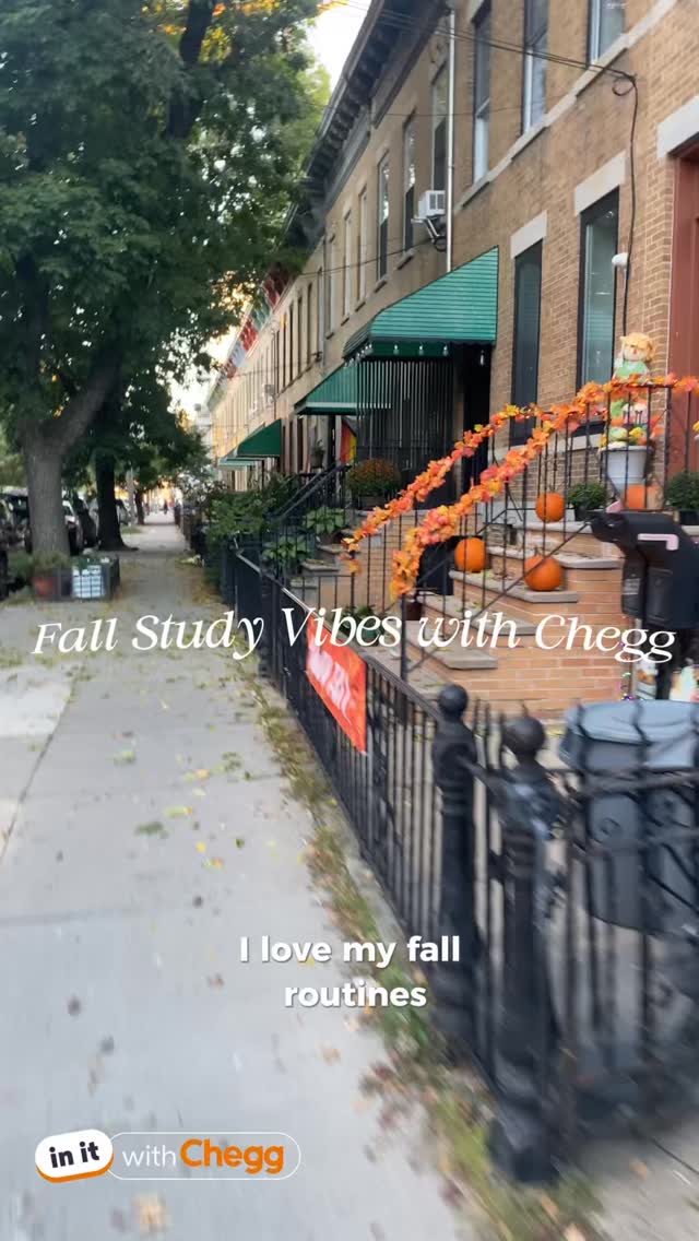 Instagram post by @ugckey for Chegg. Caption reads: #AD🍁 Cozy candles, warm drinks, and midterm prep!....