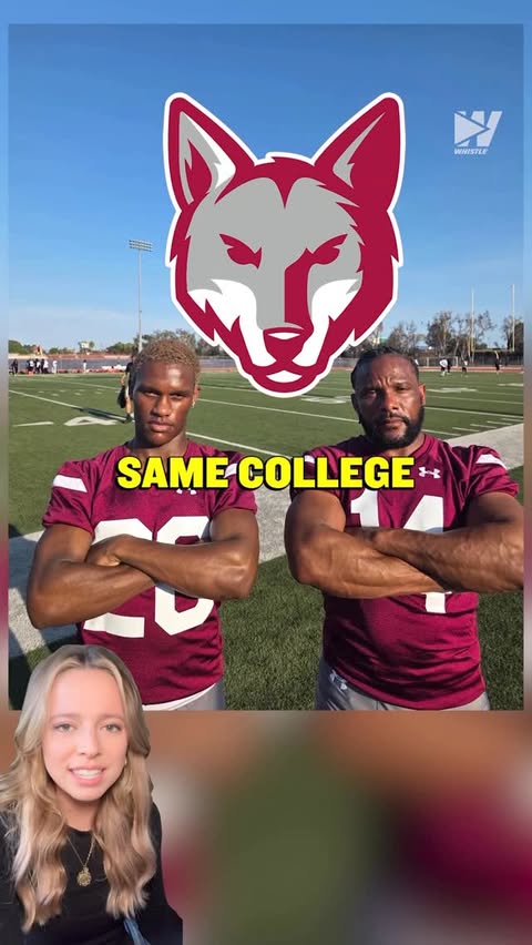 Instagram post by @elliotgeorgiadis for Whistle. Caption reads: A 45 year old dad playing college football with....