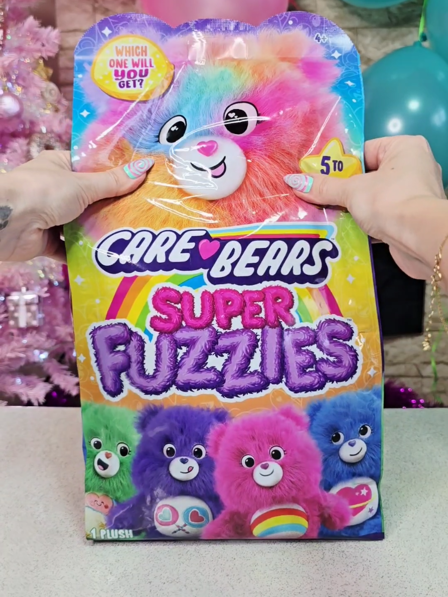 TikTok post by @tanjastoysreview for Basic Fun!. Caption reads: [AD] 🌈Unboxing the new Care Bears Super Fuzzies....