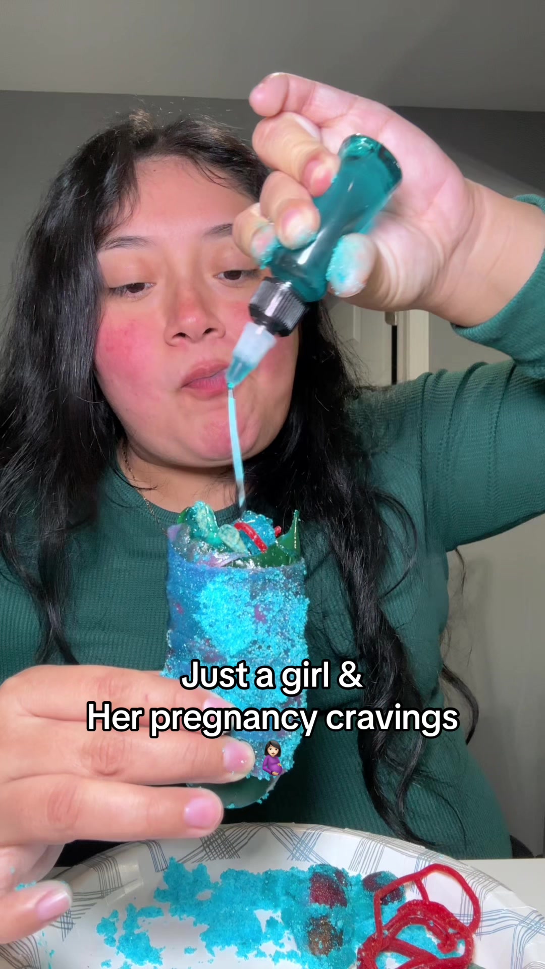 TikTok post by @abbymartinez179 for Sourboy Snacks. Caption reads: @Sourboy my sister was always grubbing in the....