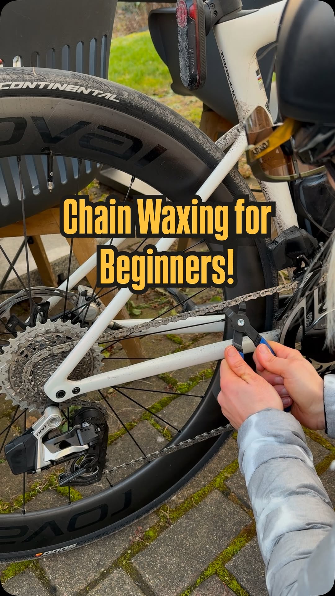 Instagram post by @cathi_rosi for Dynamic Bike Care. Caption reads: Chain Waxing for Beginners! 

It is so clean, fast....