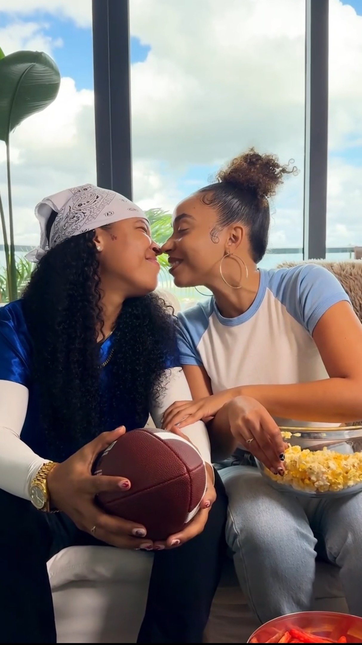 Instagram post by @ezeexnatalie for DIRECTV. Caption reads: Now I never have to go anywhere to watch football....