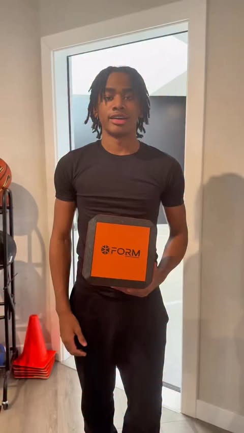 Instagram post by an influencer for FORM Basketball Trainer. Caption reads: [...] hooper! We love the @formbasketballtrainer....