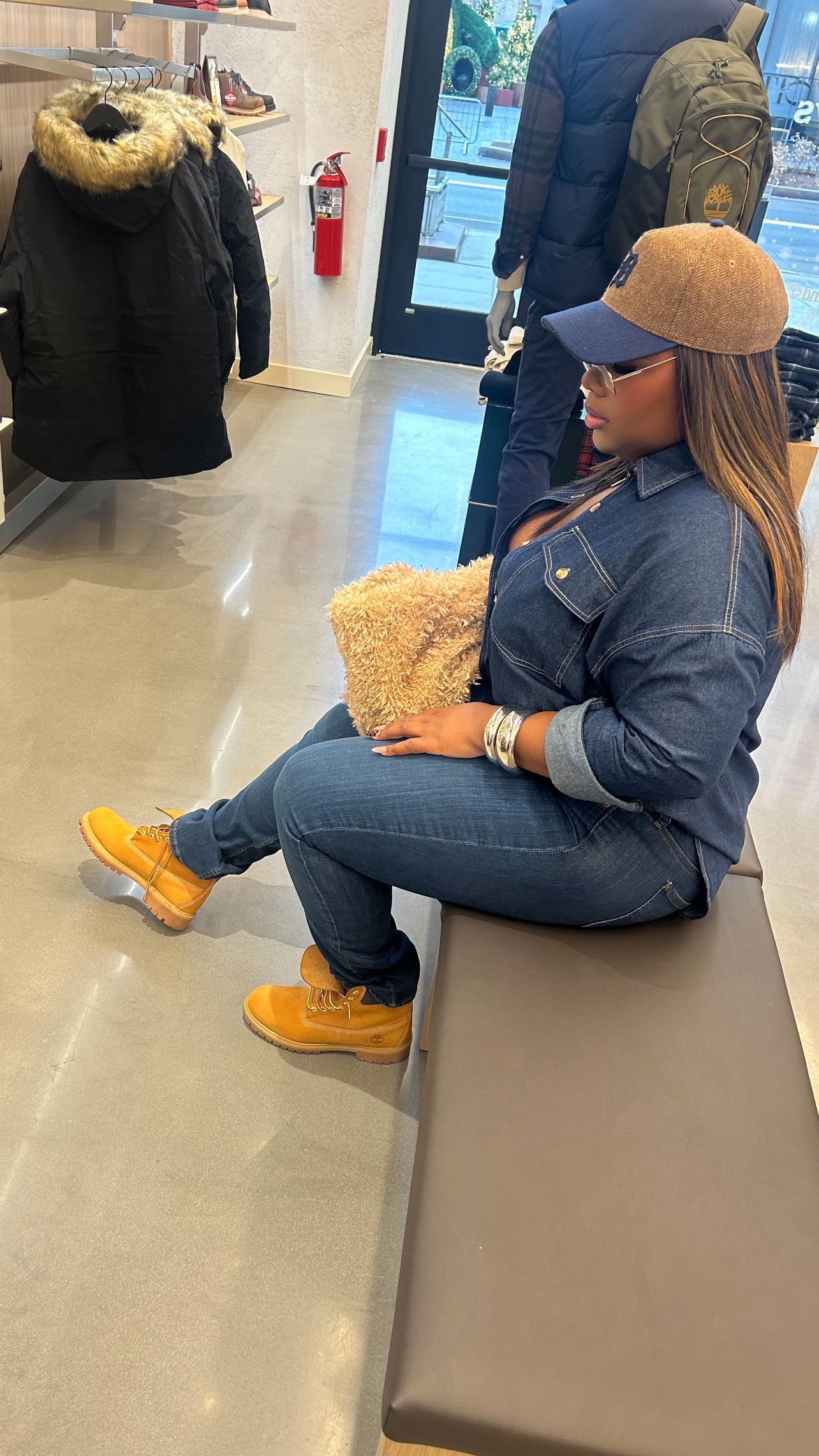 Instagram post by @jas_monae for Timberland. Caption reads: The @timberland store in Downtown Detroit on....