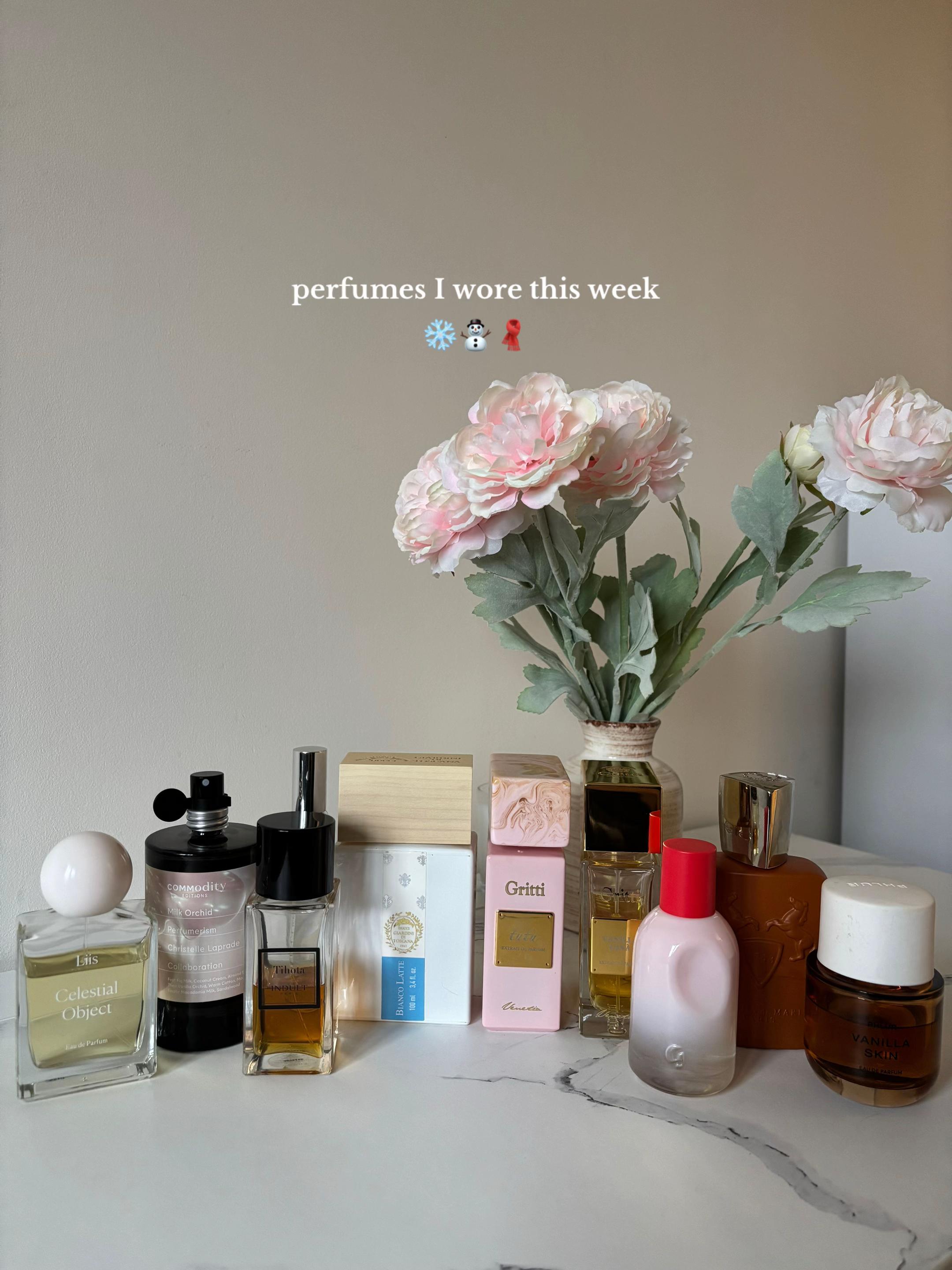 TikTok post by @raysvanity for Commodity Fragrances. Caption reads: this week’s rotation 🤍 – @Commodity Fragrances....