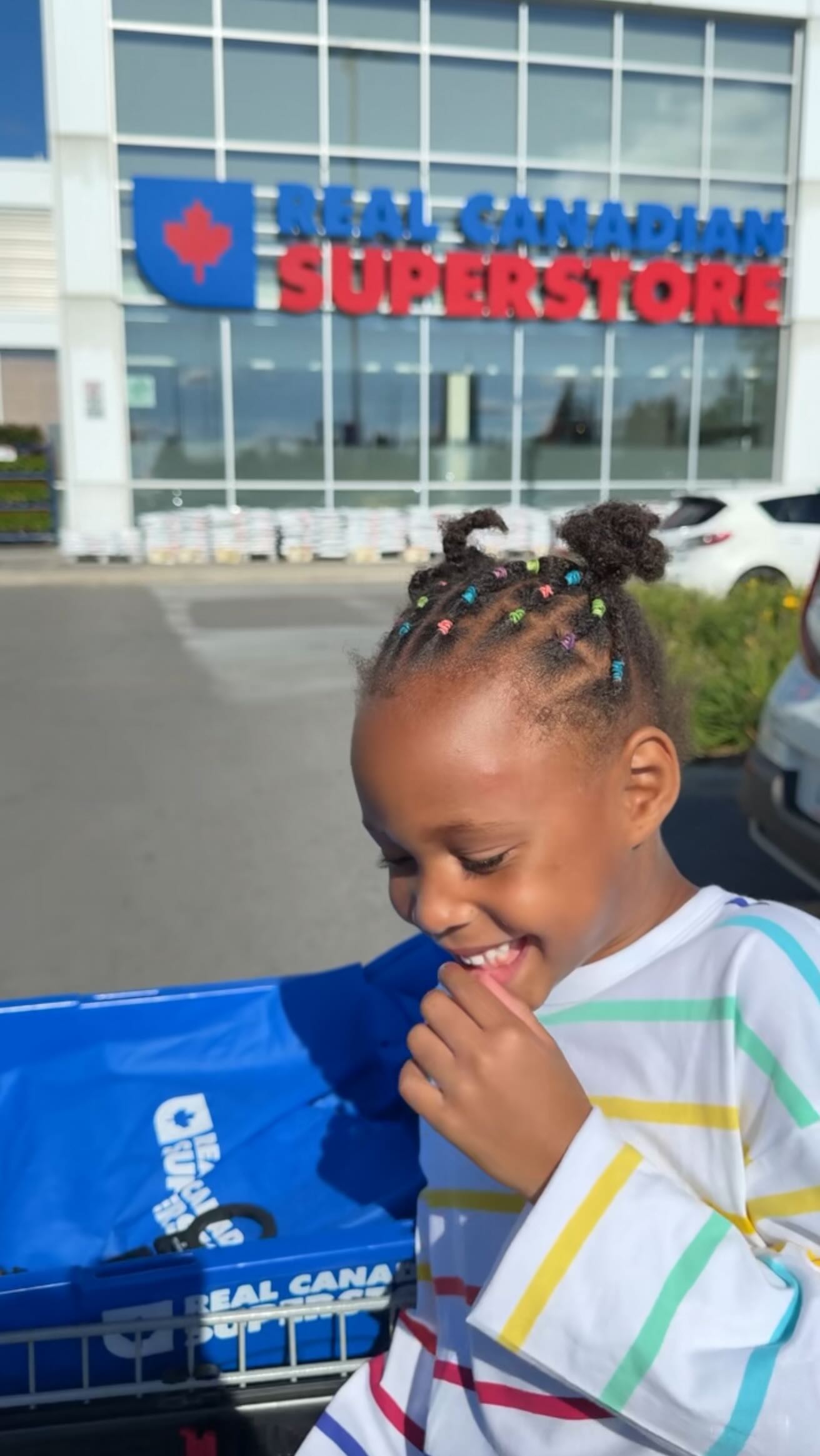 Instagram post by @trippin.along for Real Canadian Superstore. Caption reads: #ad My triplets look forward to our weekly grocery....