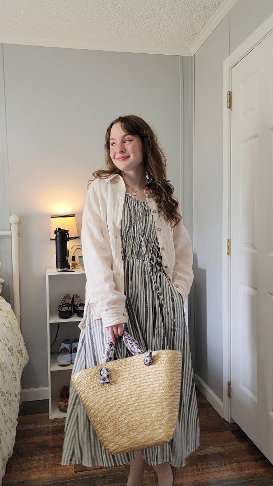 Instagram post by @modestyandfemininity for Simple Retro. Caption reads: Now don't get me wrong, I think this dress is....