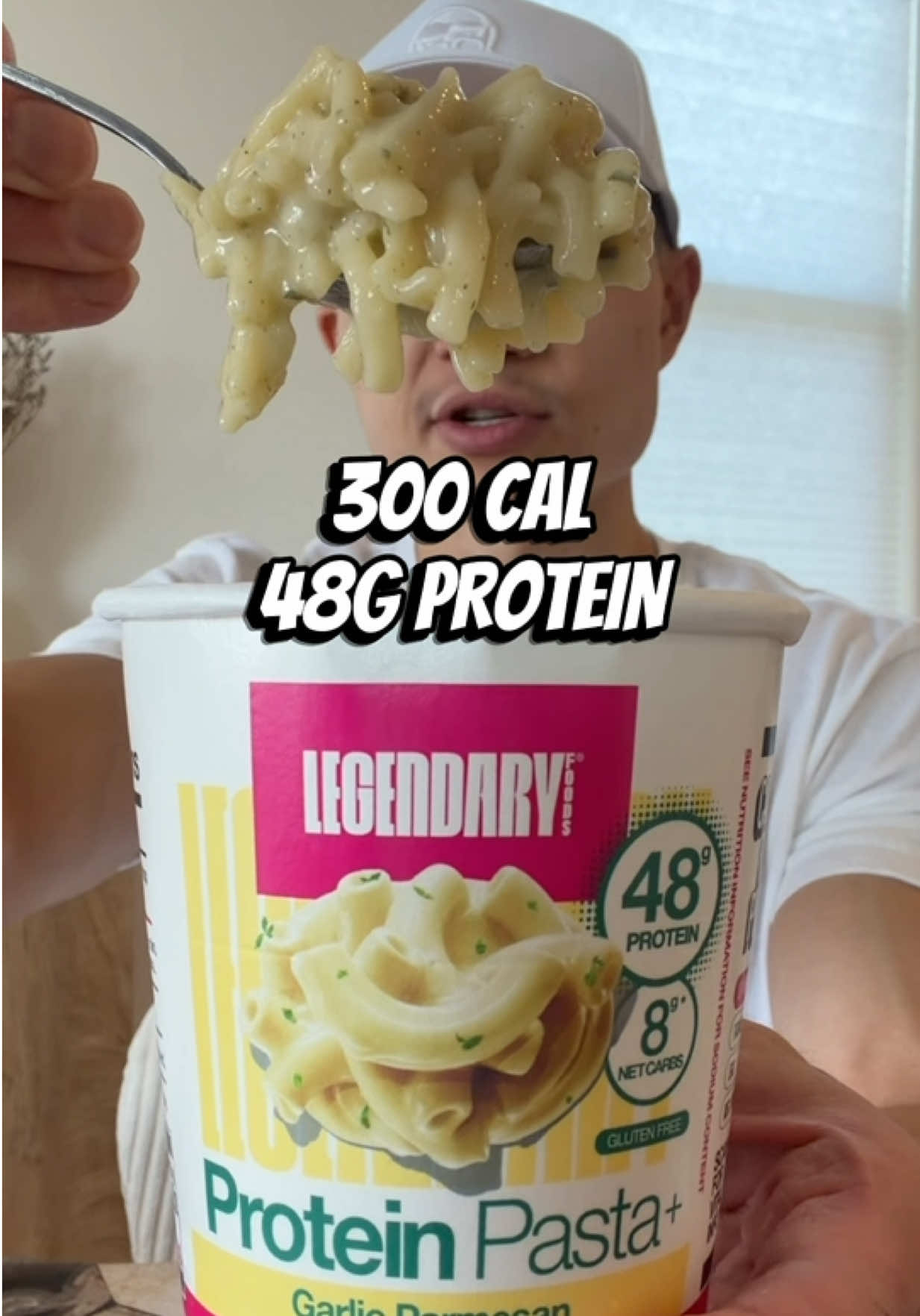 TikTok post by @j_jungy for Legendary Foods. Caption reads: [...] Parm Protein Mac n Cheese from @Legendary....