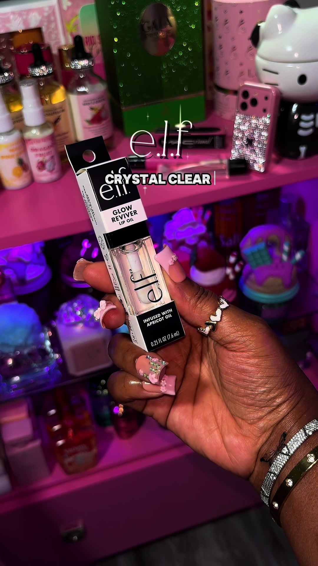 TikTok post by an influencer for e.l.f. Cosmetics. Caption reads: [...] is one my faves! 🔥🤩🤩 @e.l.f. Cosmetics....