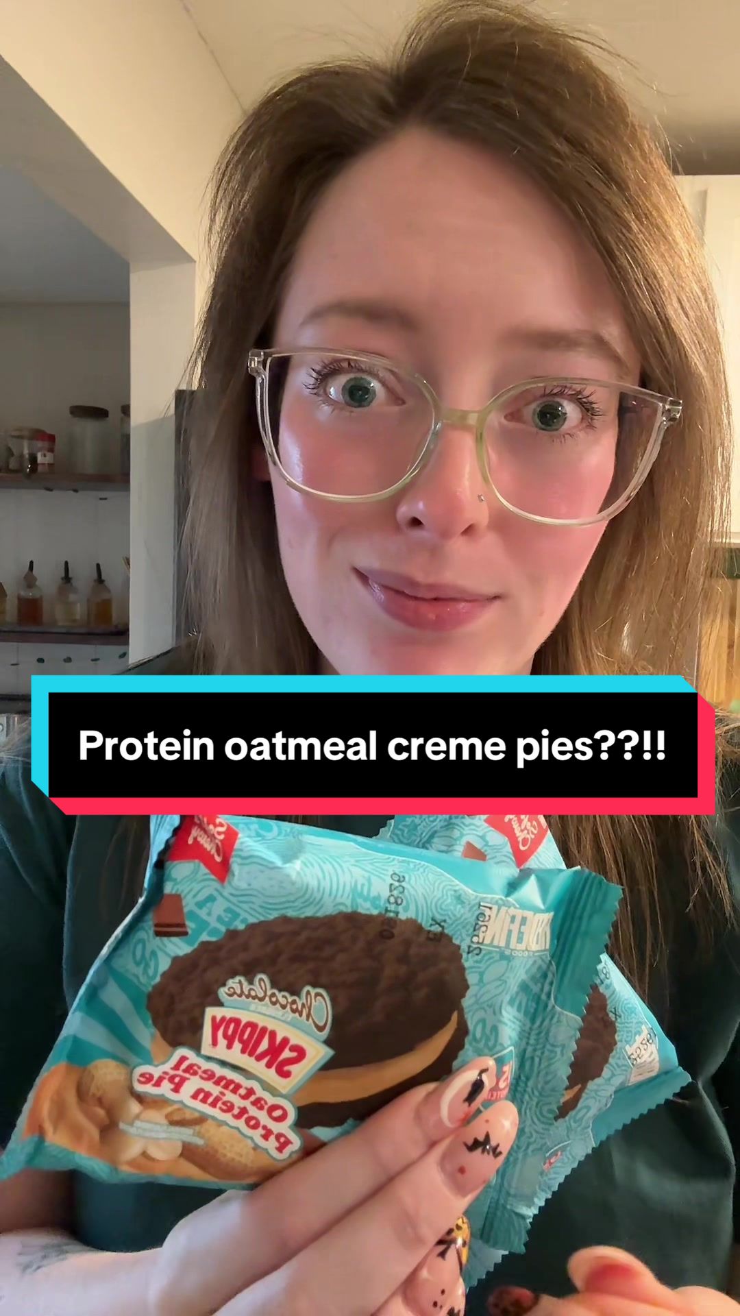 TikTok post by @kaylaandperfume for redefinesnacks.com. Caption reads: Oatmeal creme pies and peanut butter?!?! Sign me....