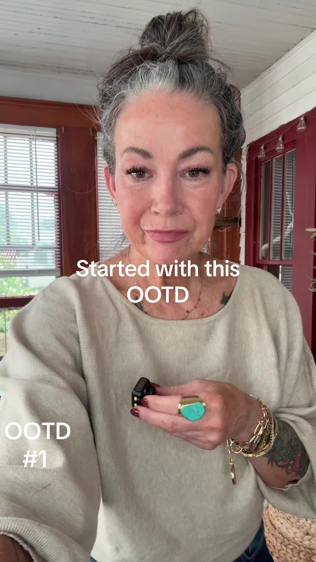 TikTok post by @aestheticaleestyled for Freckled Poppy. Caption reads: @Freckled Poppy loving these Risen jeans  I’m....