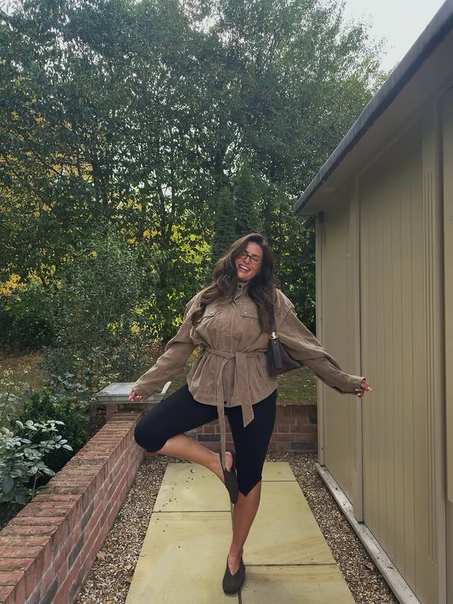 Instagram post by @emilydianephilpott for PrettyLittleThing. Caption reads: [...] cute jackets🧚🏼🍂🌼🧺🧡🌾....