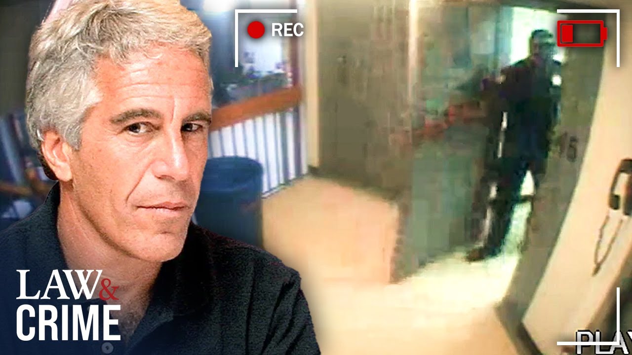 YouTube post by @LawAndCrime for Morgan & Morgan. Caption reads: Feds Drop Bombshell New Video of Jeffrey Epstein.