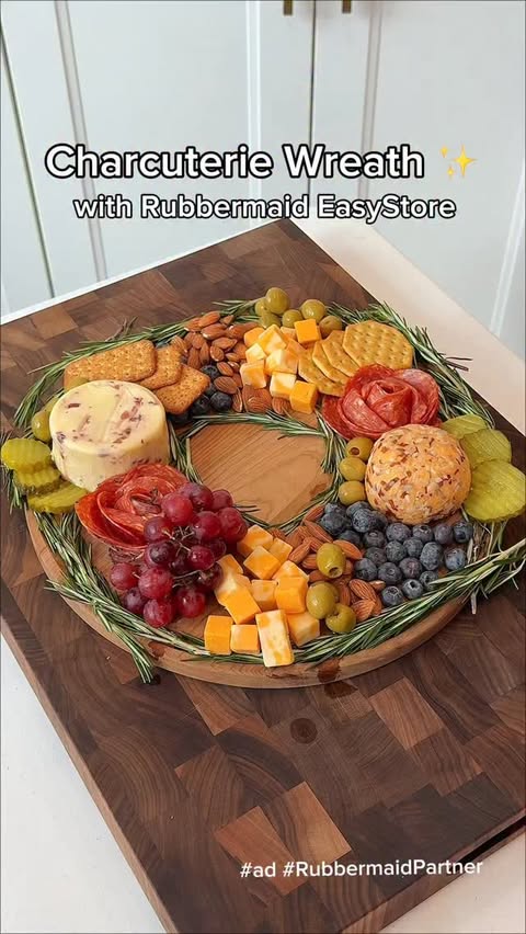 Instagram post by @dadsfoodtoday for Rubbermaid. Caption reads: CHARCUTERIE WREATH 🧀🎄
#RubbermaidPartner #ad

I....