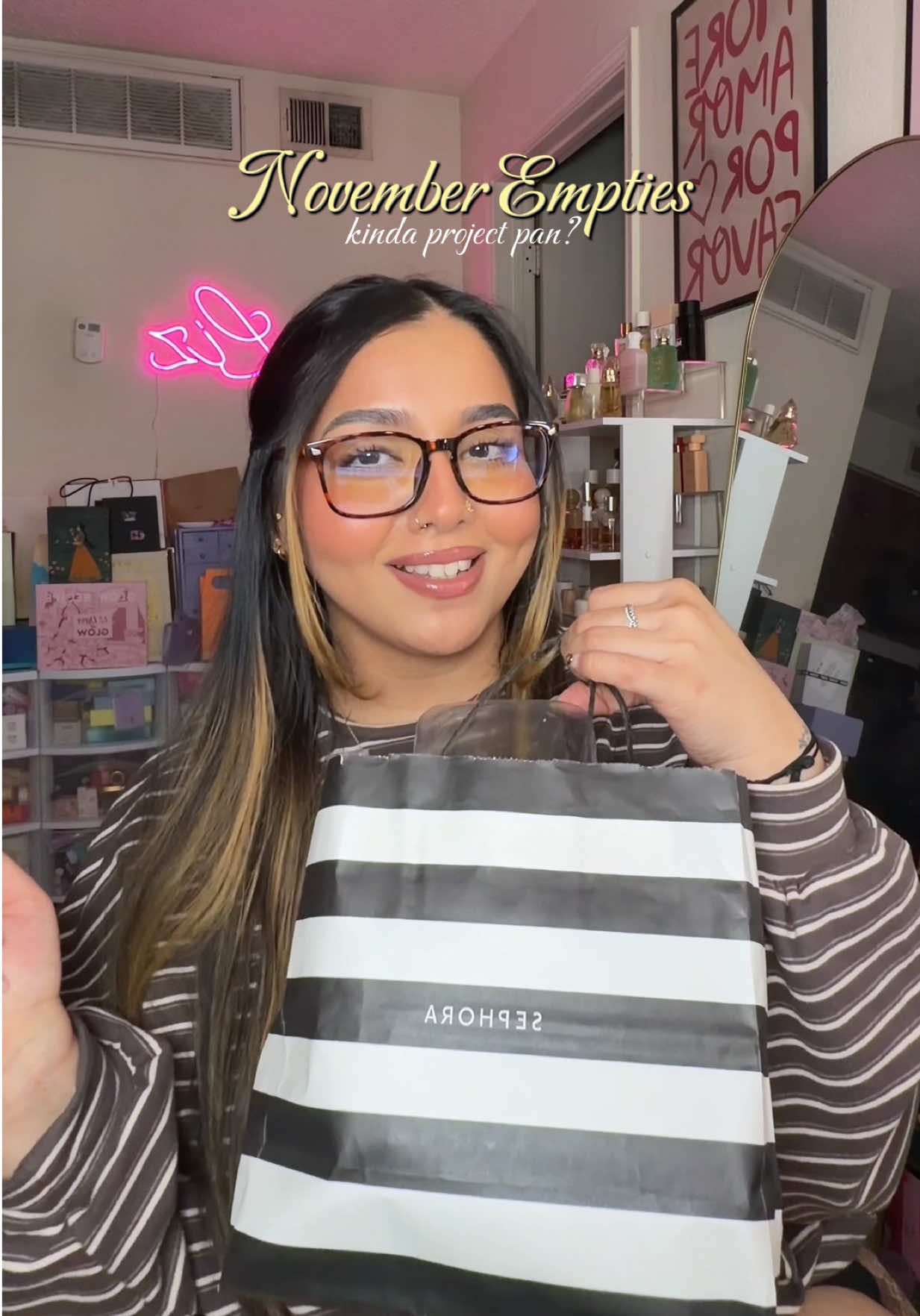 TikTok post by @lifew.liza for dedcool. Caption reads: november empties 😙 i’ll 🔗 everything in my shop....