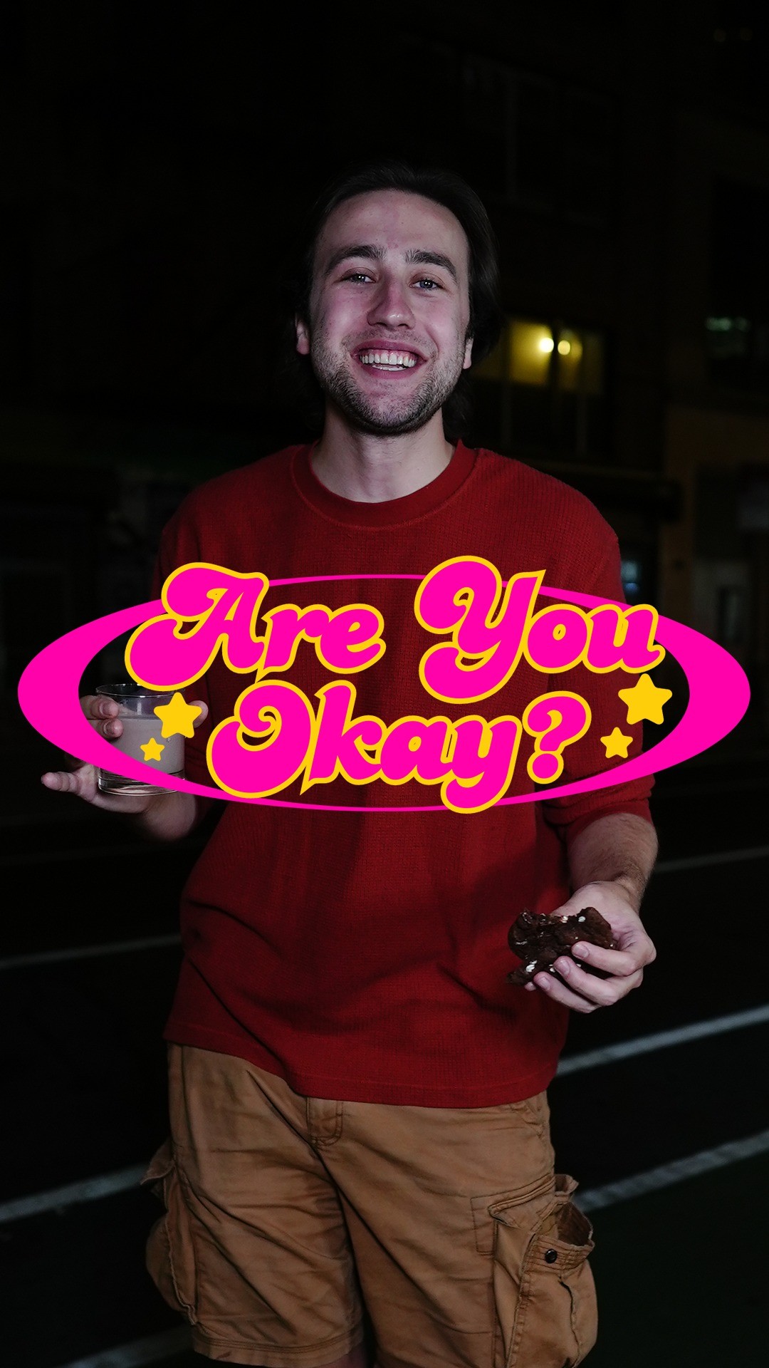 Instagram post by @areyouokayshow for Insomnia Cookies. Caption reads: sharing your @insomniacookies after dark is a love....