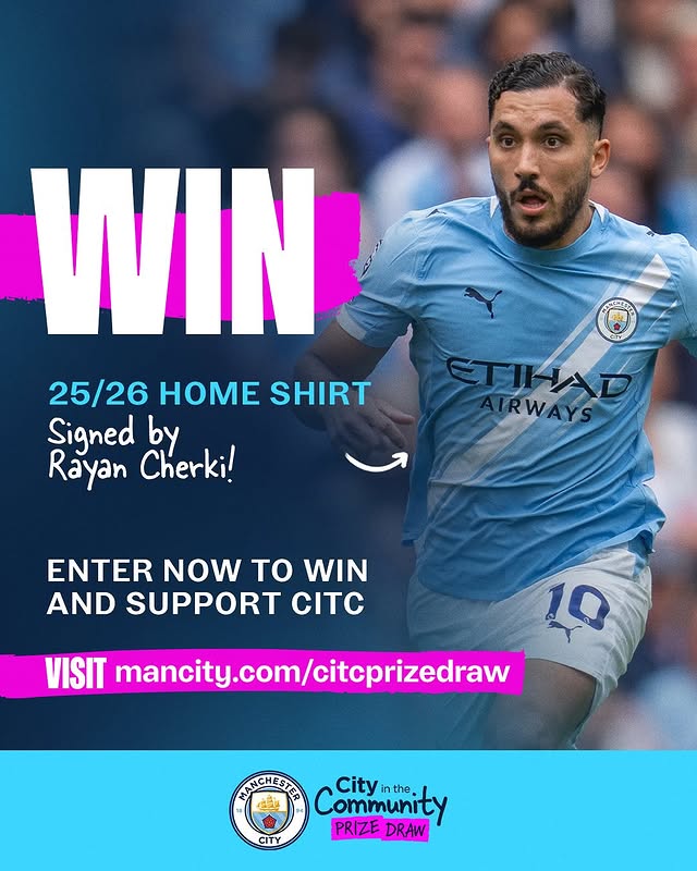 Instagram post by @citcmancity for Manchester City. Caption reads: [...] to win, a Blue Carpet Experience at....