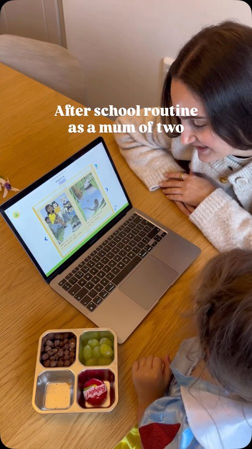 Instagram post by @katiefduarte for Readingeggs. Caption reads: It’s crazy watching your child go from being read....