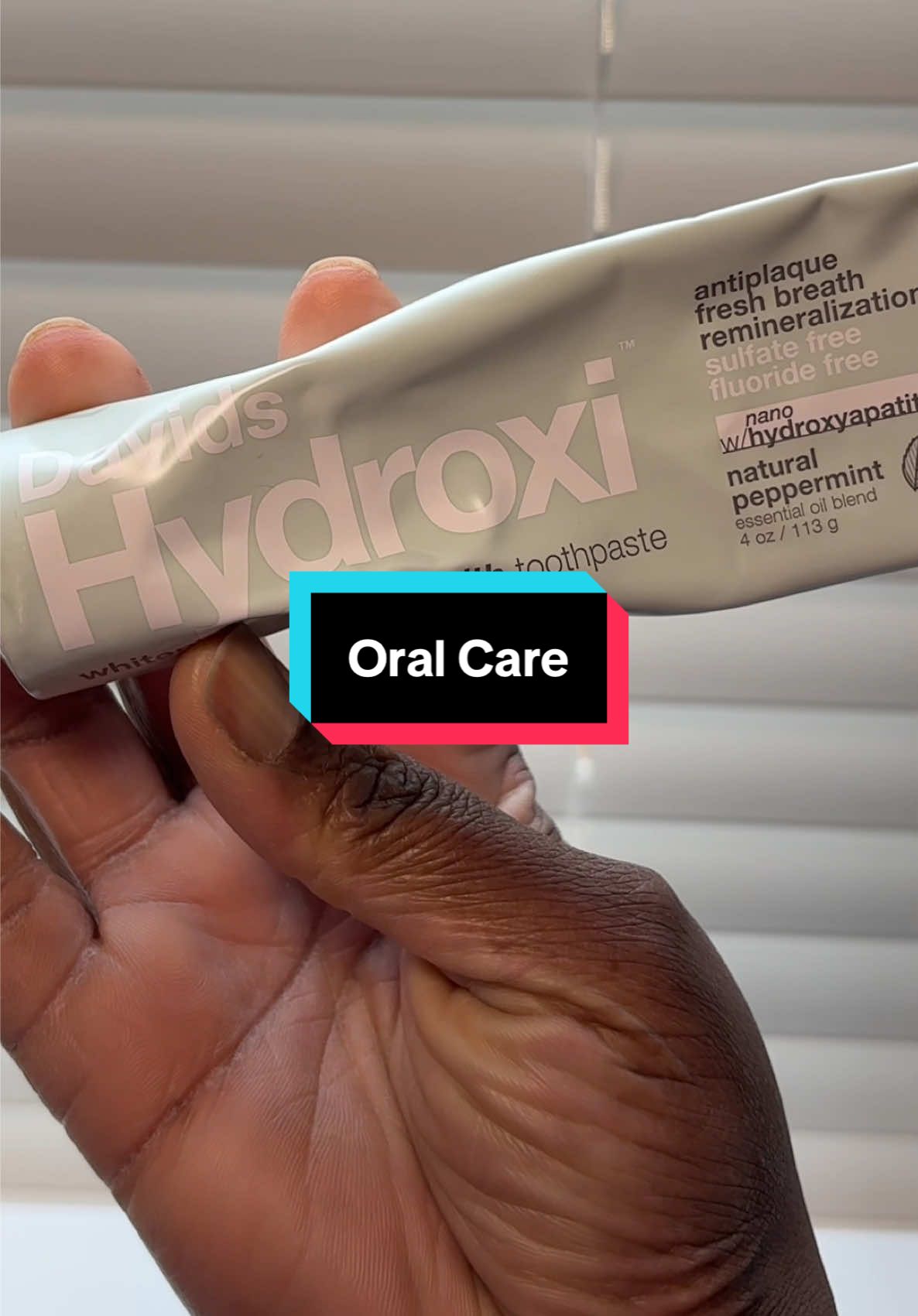 TikTok post by @withcristelle for Davids Natural Toothpaste. Caption reads: David’s Starter Kit- nano hydroxyapatite....