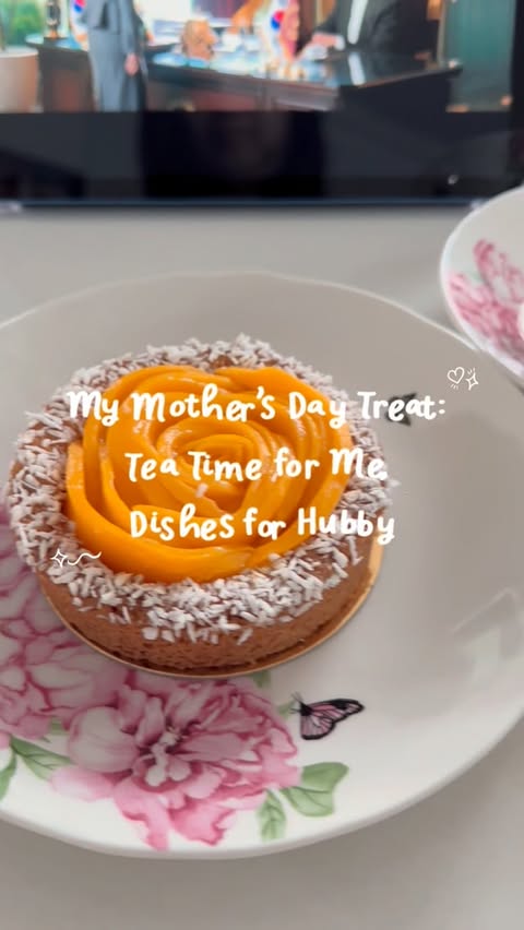 Instagram post by @miss.ollie.life for Butterly. Caption reads: My Mother’s Day Treat: Tea Time for Me, Dishes for....