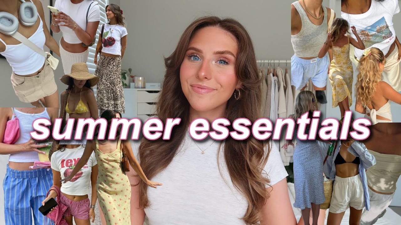YouTube post by @emilygrace266 for Triangl. Caption reads: SUMMER 2024 WARDROBE ESSENTIALS | everyday basics,....
