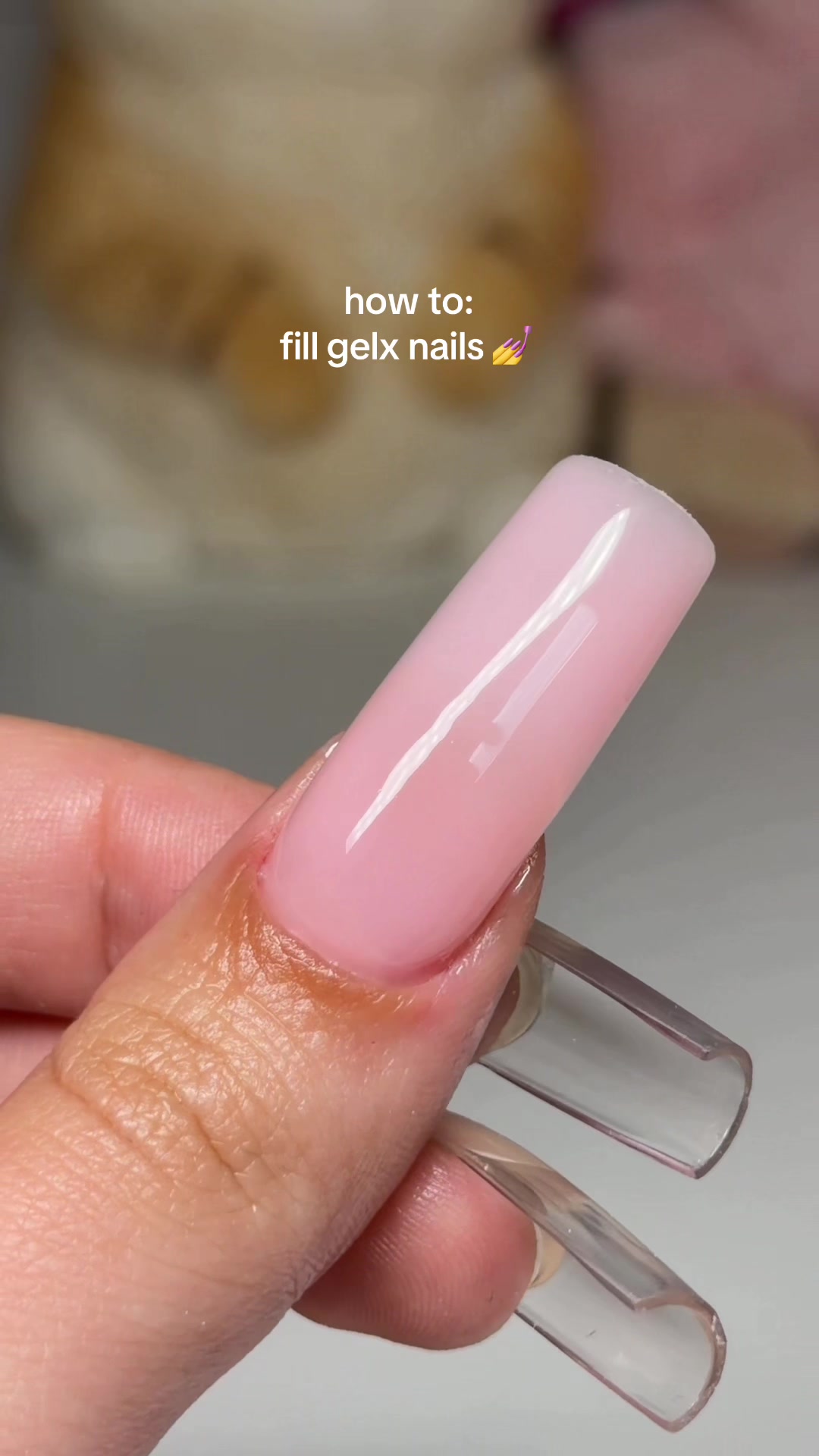 TikTok post by @mrs.manicure for V Beauty Pure. Caption reads: [...] to fill gel x super easy edition 💅✨....