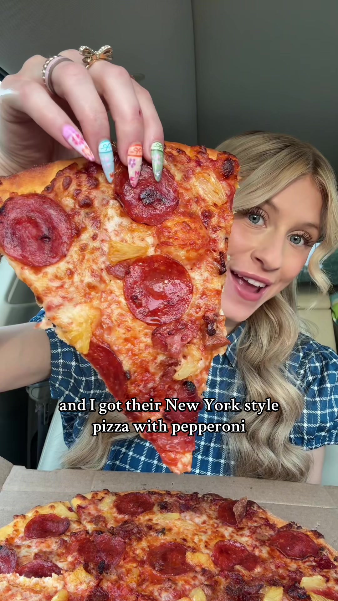 TikTok post by @eatsbynat for Domino's. Caption reads: #ad Secret menu pizzas that are too good to not....