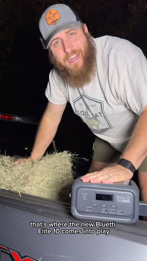 Instagram post by @bandrhomestead for BLUETTI. Caption reads: When the sun goes down, the work doesn’t stop out....