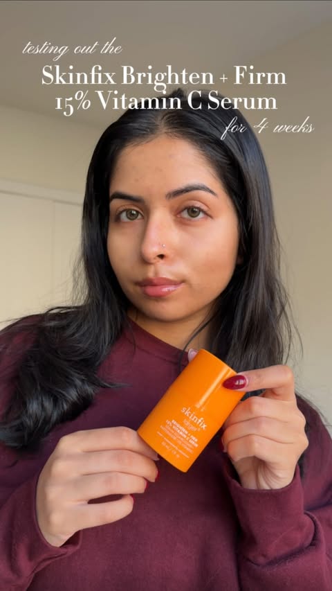 Instagram post by @lifeofsaminaa for Skinfix. Caption reads: I’ve been testing the @skinfix Brighten + Firm 15%....